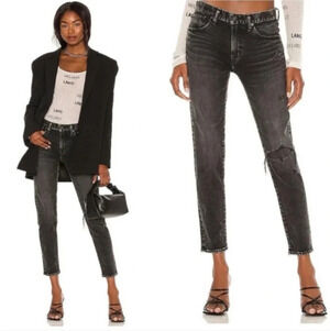 Moussy Vintage Black Jeans Lenwood Distressed Mid Rise Cropped Denim size 26